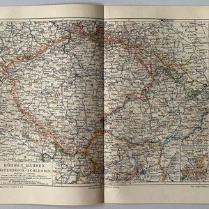 Europe centrale / Orig. Carte ancienne de 1893 du protectorat de Bohême et Moravie