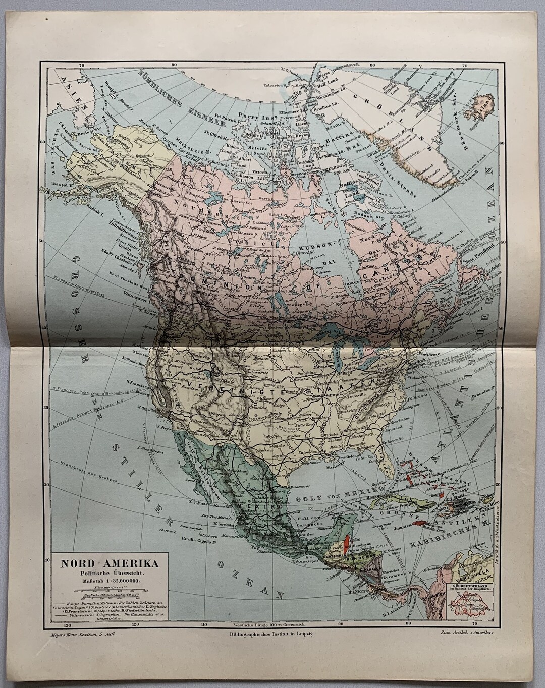 North America / Orig. 1896 Antique Map of North America - Etsy