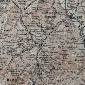 DE / Berchtesgadener Land / Orig. 1895 Antike Karte von Berchtesgadener Land
