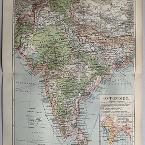 EN Inde / Orig. Ancienne carte de l'Inde de 1897