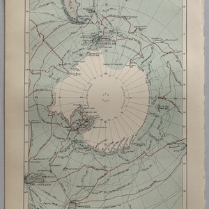 Polonais / Pôle Sud / Orig. Carte ancienne du pôle Sud de 1897
