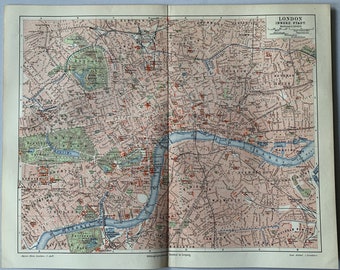 UK London / Orig. 1896 Antique City Plan of London in England