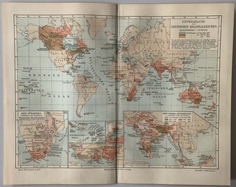 UK Colonial / Orig. 1904 Antique Map of British Colonies
