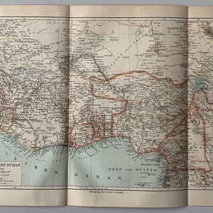 Afrique de l'Ouest / Orig. Ancienne carte de 1896 de la Guinée équatoriale et du Soudan occidental