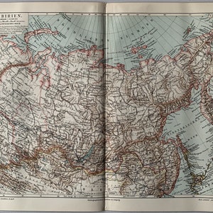 RU Sibérie / Orig. Carte ancienne de la Sibérie, 1909
