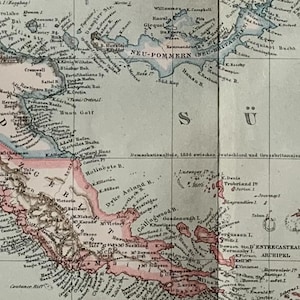 Oceanië/Orig. Antieke kaart uit 1894 van Duitse koloniën in Oost-Indië