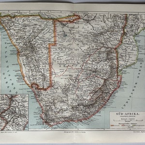 ZA Afrique du Sud / Orig. Carte antique de 1905 de l'Afrique du Sud