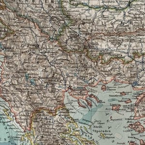 Südosteuropa / Orig. 1903 Antike Karte des Balkans