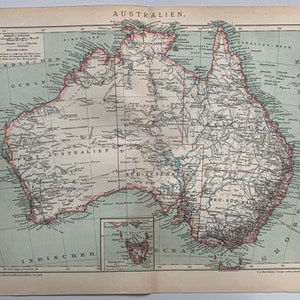 AU Australien / Orig. 1895 Antike Karte von Australien