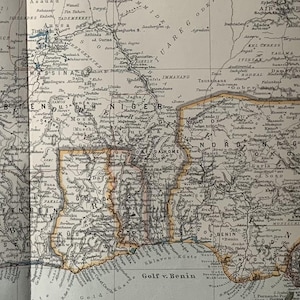 Afrique de l'Ouest / Orig. Carte ancienne de 1906 de la Guinée équatoriale et du Soudan occidental