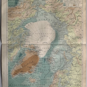 Pôle Nord / Origine Carte ancienne du pôle Nord de 1896