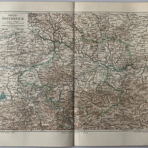 AT Autriche / Orig. 1909 Carte antique du nord de l'Autriche