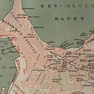Z.B. Alexandria / Orig. 1893 Antike Stadt Plan von Alexandria in Ägypten