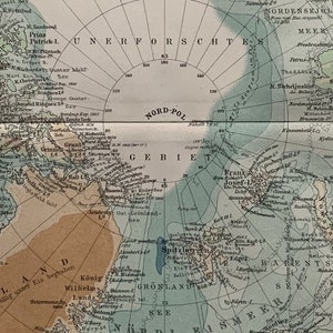 North Pole / Orig. 1906 Antique Map of the North Pole
