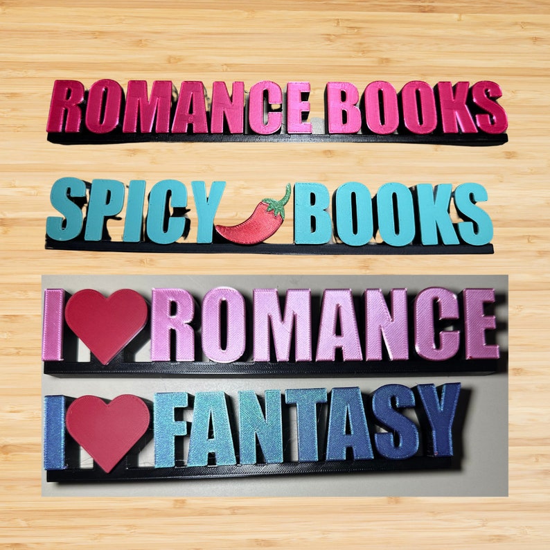 Romance Library Sign 3D Romance Genre Bookshelf Sign - Etsy