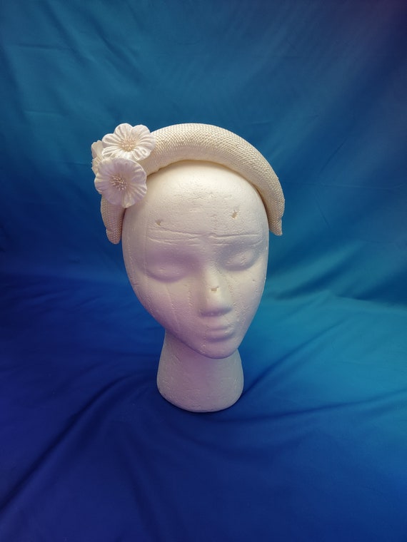 Vintage woven straw like headpiece halo piece Hair Hoop Assesory, Hair Headdben With Butterfly, Straw Halo  main image 2