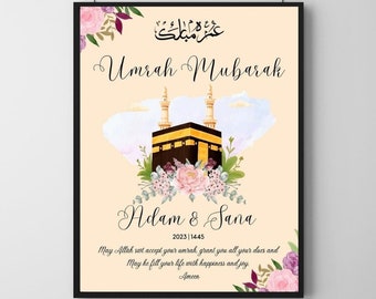 Umrah Mubarak Druck, personalisiertes islamisches Geschenk & digitales Kunstwerk