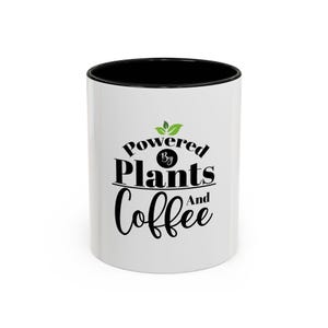 Gift for Vegan, Powered by Plants and Coffee Mug (11 oz), Vegan Coffee Mug Gift, Funny Plant-Based Lifestyle Mug, Eco-Friendly Essential