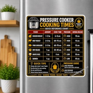 Instant Pot Kochzeiten Magnet Kühlschrank, Schnellkochtopf Spickzettel, Instant Pot Anleitung Tabelle, Küche Kochen Referenz, Geschenk für Hauskoch