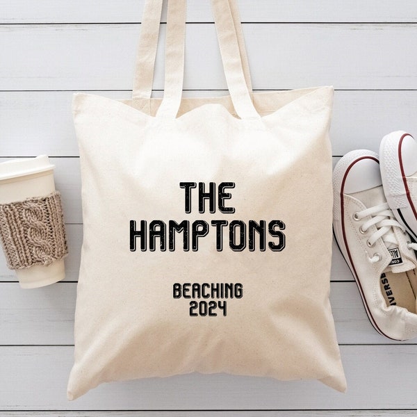 Canvas Tote Bag, Hamptons Tote Bag, Welcome to Hamptons Tote Bag, Tote Bag for Wedding or Bachelorette, Canvas Tote, Summer Tote Bag