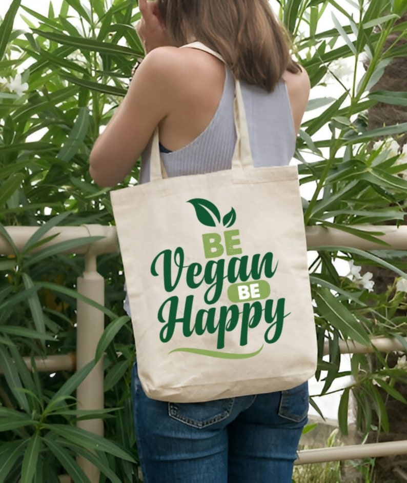Eco-Friendly Canvas Tote with Vegan Quote