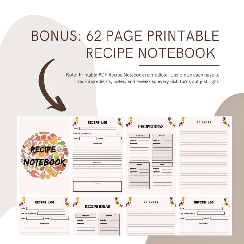 Editable Dessert Recipe Template Canva, 5-page Printable Cookbook ...