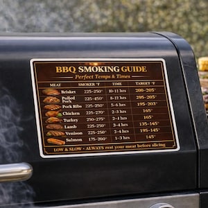 Meat Smoking Guide Magnet, BBQ Smoking Times Chart Fridge Magnet, Smoker Cheat Sheet, Grill Temperature Guide, Gift for BBQ Lover