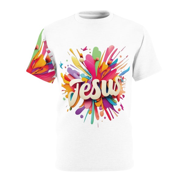 Jesus Watercolor Tee Paint Splash Shirt Gift For Christians Vibrant Colors Top Ink Splash Shirt Christian Tshirt Christian Appreciation Gift