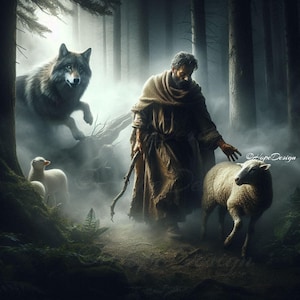 The Good Shepherd Rescuing the Lost Sheep - Digital Download | Christian Wall Art