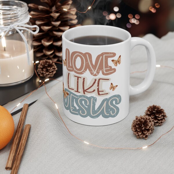 About Love Like Jesus Graphic | Personalized Ceramic Coffee Mug for Christmas Gifts | Custom 11oz Cup