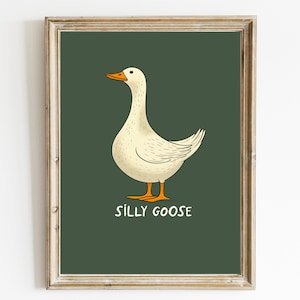 Alberne Gans Kunstdruck, Kinderzimmer Wanddekoration, digitaler Download, verspielte Tier Poster, lustige Wandkunst