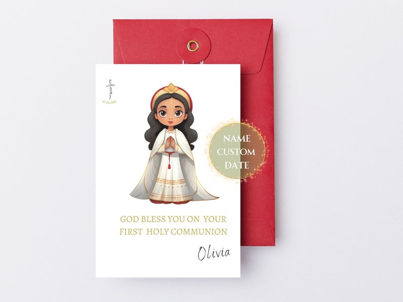 First Holy Communion Congratulation Card for Granddaughter Personalized ...