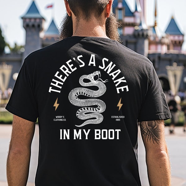 Snake In My Boot Men's Bella Canvas Shirt Disney Shirt for Men Toy Story Shirt for Guys Woody Toy Story Shirt for Men