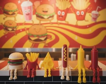 Set de regalo para amantes de la comida, decoración de cocina, hamburguesa, papas fritas, queso, figura de hot dog, decoración de comida rápida, decoración divertida para restaurantes, decoración de cafeterías