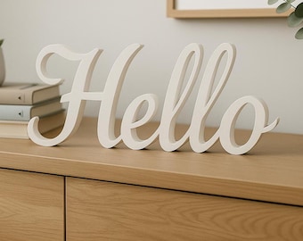 Hello Desk Decor, Bookshelf Decoration, Housewarming Gift, Library Sign,