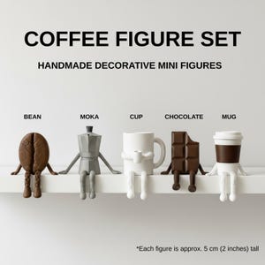 Conjunto de presentes para amantes de café, decoração de cozinha, decoração de café, bonecos para canecas de café, presentes de café, decoração de cafeteria, acessórios para café