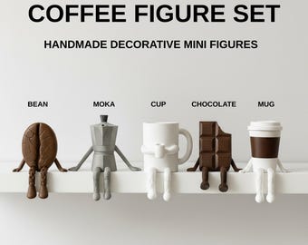 Coffee Lovers Gift Set, Kitchen Decor, Coffee Decor, Coffee Mug Figures, Coffee Gifts, Coffee Bar Decor, Coffee Accessories