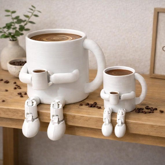 Coffee Lovers Gift, Coffee Decor, Coffee Corner Decor, Funny Coffee Cup Figurine, Large Size Coffee Bar Decor, Coffee Station Decor