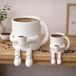 Coffee Lovers Gift, Coffee Decor, Coffee Corner Decor, Funny Coffee Cup Figurine, Large Size Coffee Bar Decor, Coffee Station Decor image 2