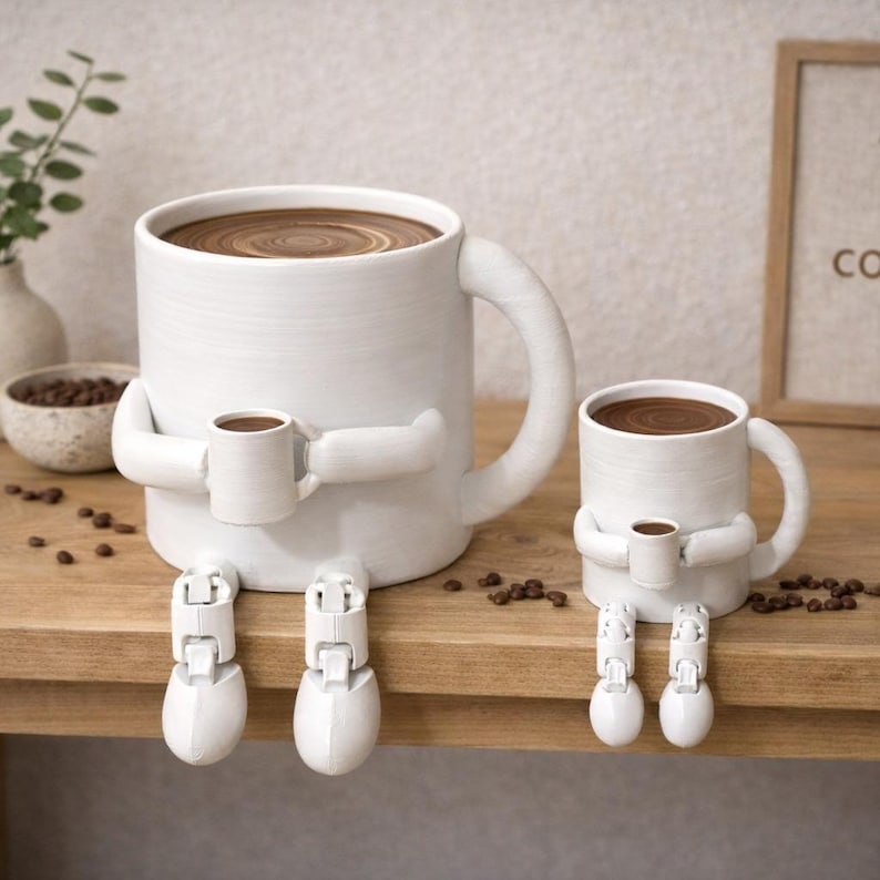 Coffee Lovers Gift, Coffee Decor, Coffee Corner Decor, Funny Coffee Cup Figurine, Large Size Coffee Bar Decor, Coffee Station Decor image 2