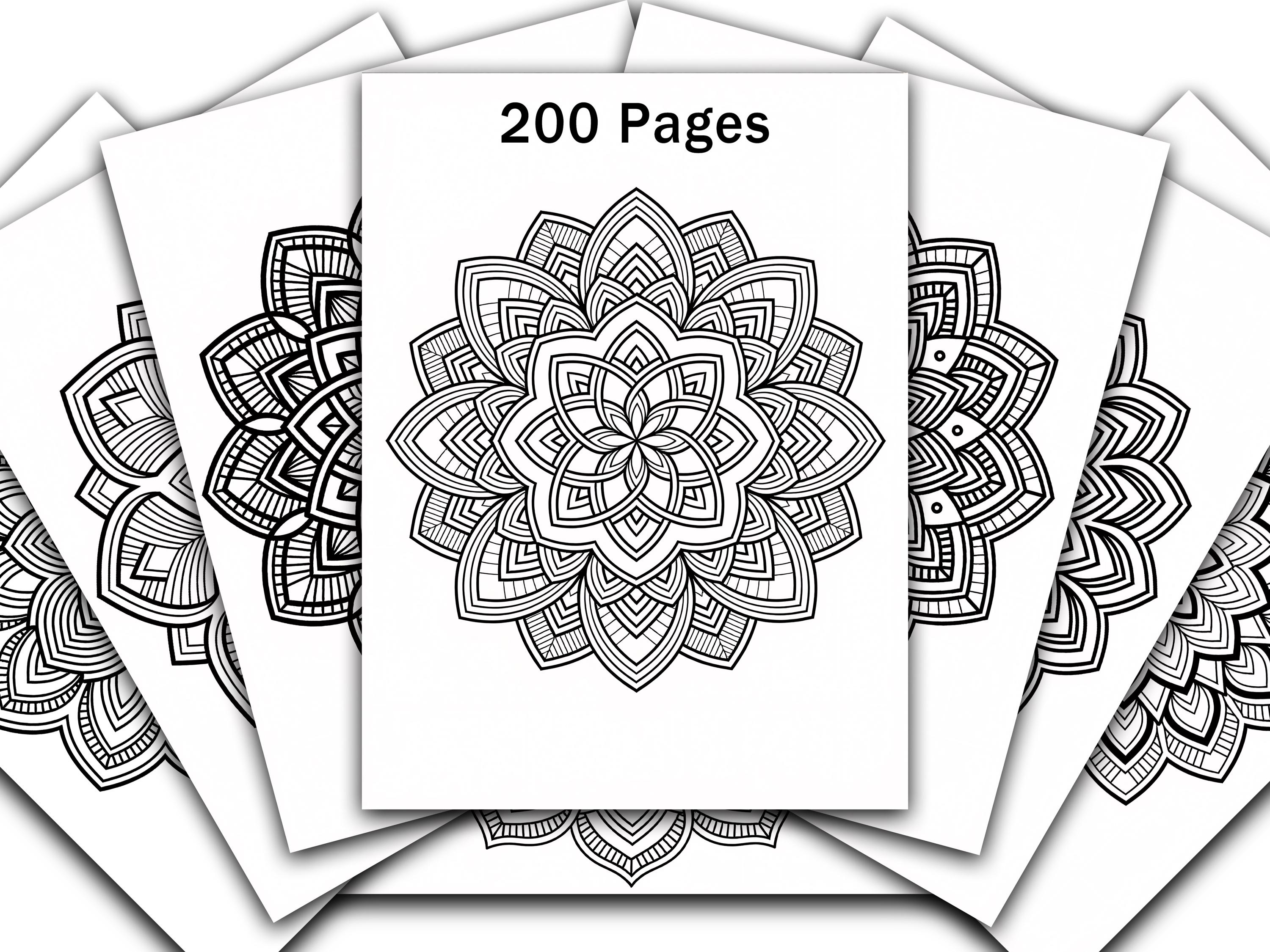 200 Intermediate Mandala Design Coloring Pages, Adult/teen Coloring ...