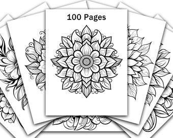 100 páginas para colorear de mandalas florales con diseños florales llamativos (PDF imprimible)