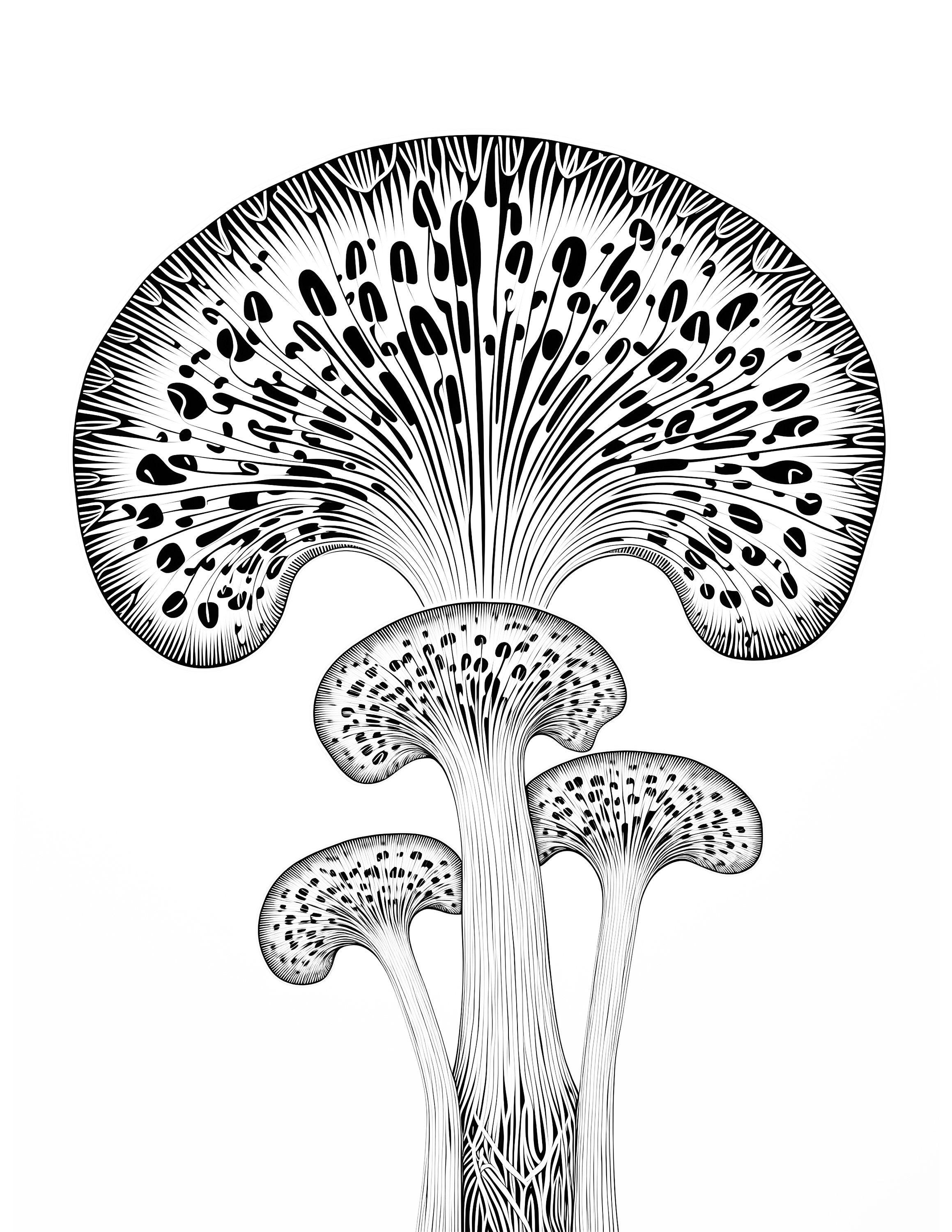 50 Trippy Mushroom Coloring Page Designs, Adult Digital Coloring Book ...