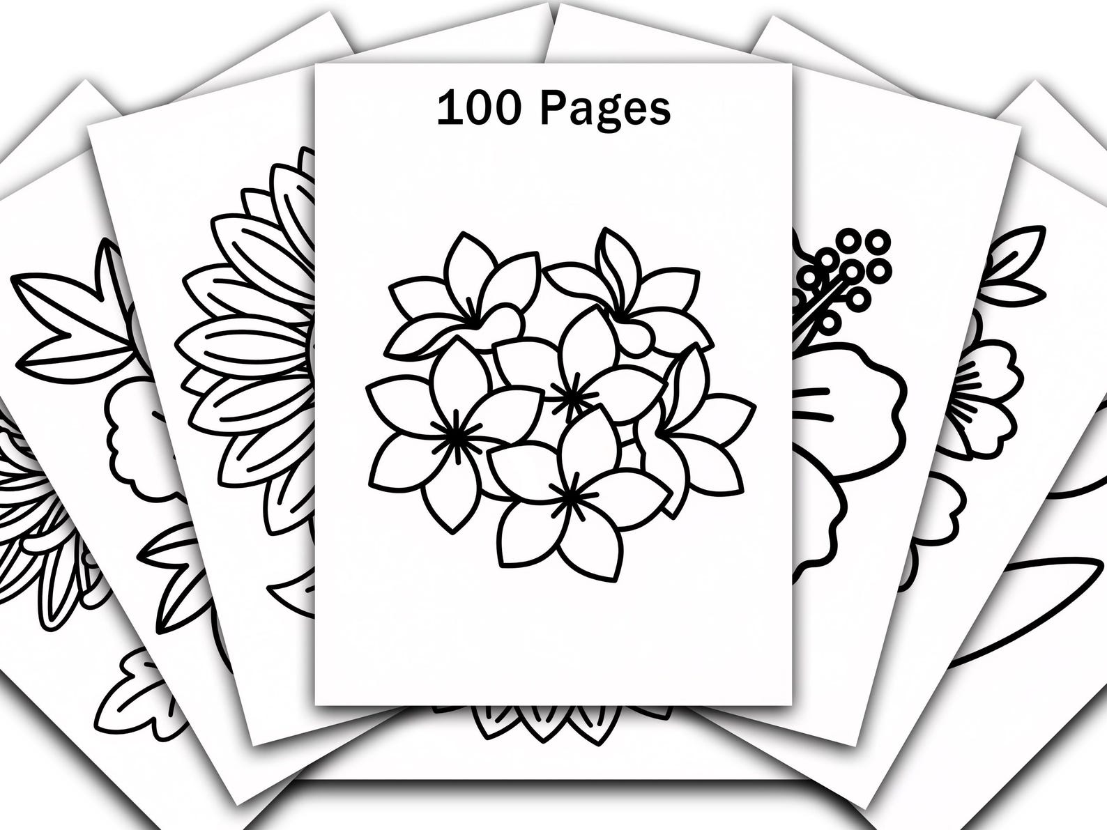 100 Beginner Flower Coloring Pages, Bold Easy, Kids Coloring Book ...