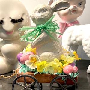 Easter Bunny Assemblage, OOAK Easter,  Easter Decor, Spring Decor, Easter Bunny Decor, Easter Bunny Pull Toy