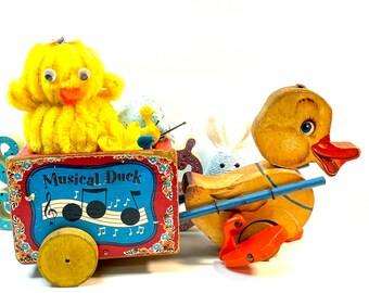 Vintage Fisher Price Musical Duck Cart Easter Assemblage, OOAK Easter,  Easter Decor, Spring Decor, Easter Duck Decor, Vintage Easter Decor