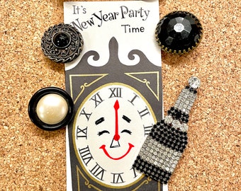 New Years Pushpins OOAK Upcycled