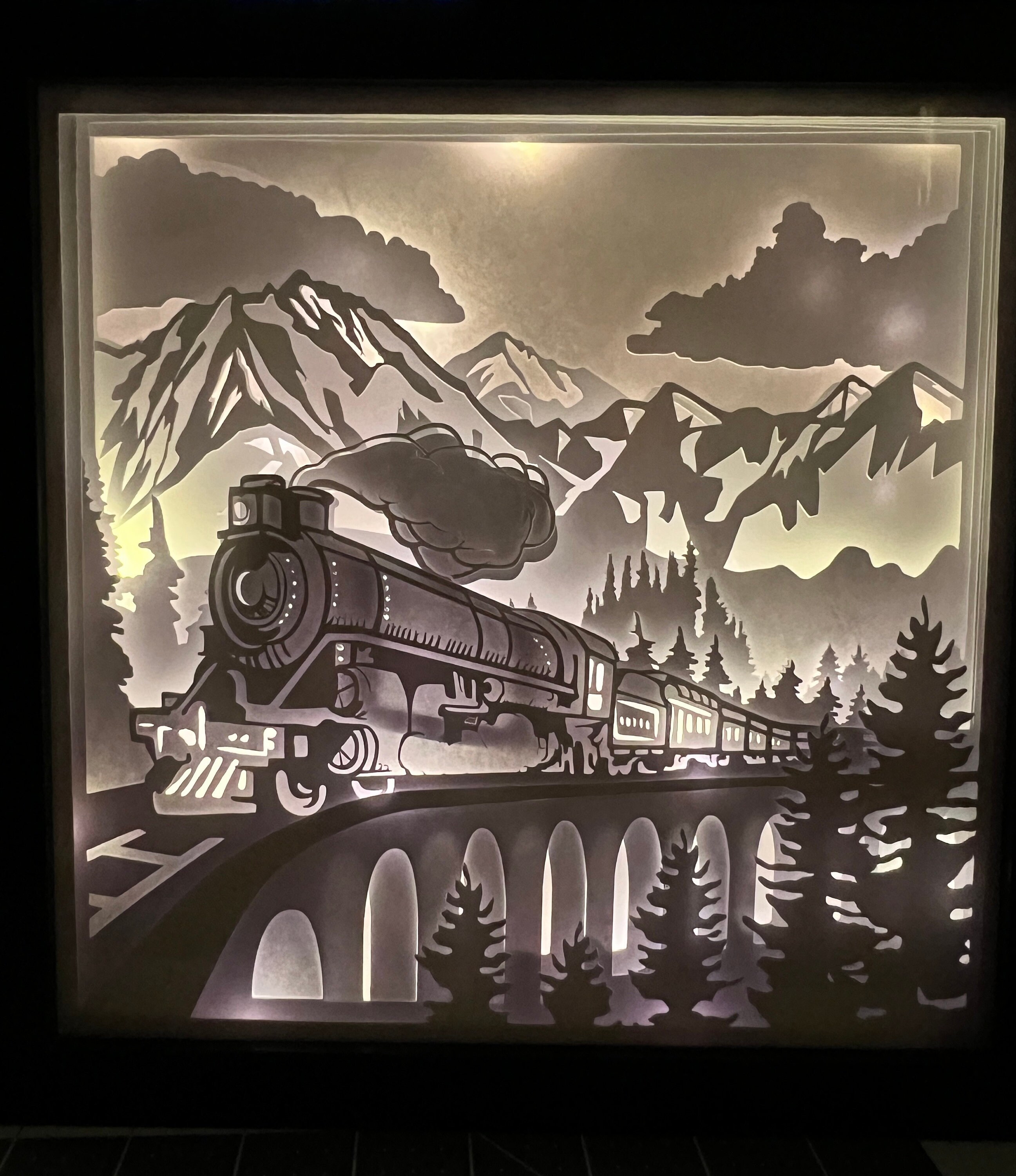 Vintage Train 3D Paper Cut Light Shadow Box - Etsy