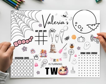 Placemat Halloween-kleurplaat: activiteitenblad feest (digitale download)