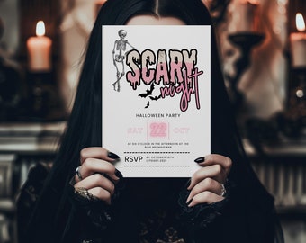 Scary Movie Night Halloween Invitation: Editable Party Invite (Digital Download)